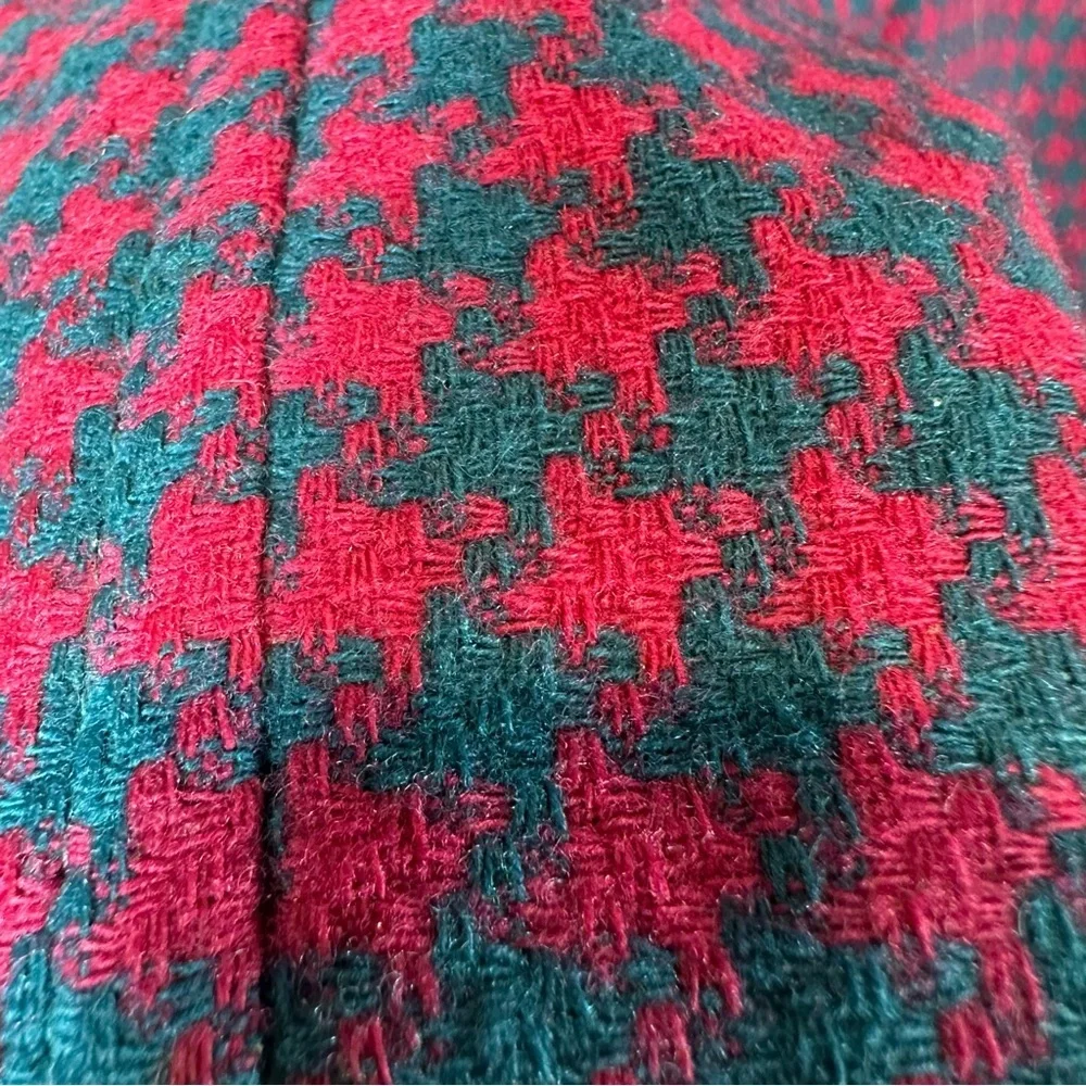 PENDLETON Women's 14W Plus Size Wool Blazer Magenta/Teal Houndstooth One Button